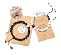 ABISIN Braccialetti coordinati regali per coppie, 2 pezzi perline di pietra naturale, braccialetto regolabile per uomo, fidanzato, marito, fidanzato, anima gemella, fidanzata, moglie, relazione a