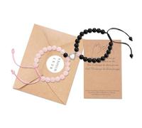 ABISIN Braccialetti coordinati regali per coppie, 2 pezzi perline di pietra naturale, braccialetto regolabile per uomo, fidanzato, marito, fidanzato, anima gemella, fidanzata, moglie, relazione a
