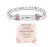 ABISIN Let Them Bracciale per donne e uomini, con catena di cristallo motivazionale e perline elasticizzate, in acciaio inox, con incisione, idea regalo, One Size, Lega di acciaio, Nessuna pietra