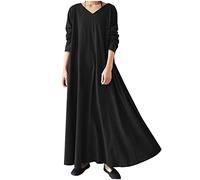 Abiti a maniche lunghe da donna casual larghi maxi abiti da donna tinta unita con scollo a V vestito maglione camicia da notte autunno inverno taglie forti comodo abbigliamento da casa abbigliamento