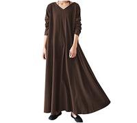 Abiti a maniche lunghe per donna casual larghi maxi abiti da donna tinta unita con scollo a V vestito maglione camicia da notte autunno inverno taglie forti comodo abbigliamento da casa loungewear