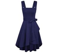 Abiti Abito da Sera da Cocktail Swing Abito Plissettato Slim Fit per Il Tempo Libero con Cintura Blu Navy XXL