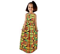 Abiti Abito per bambini Ankara Backless 16Y Abiti Strap Tradizionale Ragazza Africana Principessa Bambino Stile Senza Maniche Dashiki Ragazze O, giallo., 4-5 Jahre