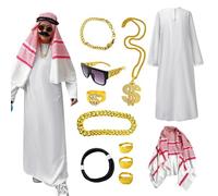 Abiti arabi Sheik Abito, Costume Arabo Maschio - Kit Abito Bianco Arabo Maschio | PER COSPLAT DI TESTURE FINITE PER