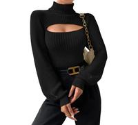 Abiti Autunnali Sexy per Le Donne, Maglioni Crop Top per Le Donne, Pullover a Coste con Maniche Lunghe e Scollo a Lupetto, Abiti Autunnali Sexy