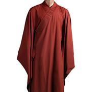 Abiti Buddisti Veste Meditazione Cappotto Lungo Abbigliamento da Monaco Monaco Shaolin Abiti da Kung Fu Uniformi da Meditazione Buddista Zen Lay Robe (Color : Red, Size : L)