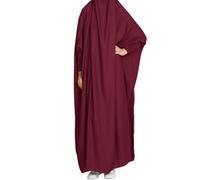 Abiti casual da donna a maniche lunghe Abaya Musulmano Preghiera Vestito 1 Arabo I Slamic Vestiti Maxi Abito Maxi Abiti per le Donne, vino, Taglia unica