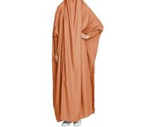 Abiti casual da donna a maniche lunghe Abaya Musulmano Preghiera Vestito 1 Arabo I Slamic Vestiti Maxi Abito Maxi Abiti per le Donne, Arancione, Taglia unica