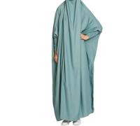 Abiti casual da donna a maniche lunghe Abaya Musulmano Preghiera Vestito 1 Arabo I Slamic Vestiti Maxi Abito Maxi Abiti per le Donne, Verde menta, Taglia unica
