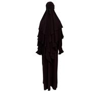 Abiti casual per le donne Abito da preghiera Musulmano Ramadan Indumento Abaya Islam Jilbeb Set 2 Pezzi A Strati Khimar Sciarpa Hijab E Abito Lungo Maxi Abiti per le donne, Marrone, L