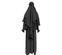Abiti casual per le donne Abito da preghiera Musulmano Ramadan Indumento Abaya Islam Jilbeb Set 2 Pezzi A Strati Khimar Sciarpa Hijab E Abito Lungo Maxi Abiti per le donne, Grigio scuro, L
