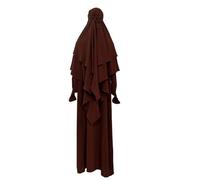 Abiti casual per le donne Abito da preghiera Musulmano Ramadan Indumento Abaya Islam Jilbeb Set 2 Pezzi A Strati Khimar Sciarpa Hijab E Abito Lungo Maxi Abiti per le donne, Caff, L