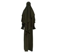 Abiti casual per le donne Abito da preghiera Musulmano Ramadan Indumento Abaya Islam Jilbeb Set 2 Pezzi A Strati Khimar Sciarpa Hijab E Abito Lungo Maxi Abiti per le donne, AG., L