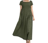 Abiti Cerimonia Donna-Abito Lungo Casual Elegante con Colletto A Maniche Corte A Grande Oscillazione