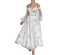 Abiti da ballo da donna in tulle per adolescenti pieghe abiti da festa di laurea abiti da ballo principessa abiti da ballo con lacci, bianco, 54 Più
