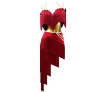 Abiti da Ballo Donna Senza Maniche Tango Latin Jazz Paillettes Abito Vestito Vestiti da Latino Americano Frange Lustrino Vestiti da Rumba Salsa Samba,S