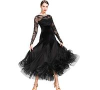 Abiti da ballo for sala da ballo Valzer Foxtrot da donna Abiti da competizione Standard nazionale for l'abbigliamento da ballo Waltz Tango Dance Performance Grande altalena ( Color : Black , Size : XX