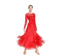 Abiti da ballo for sala da ballo Valzer Foxtrot da donna Abiti da competizione Standard nazionale for l'abbigliamento da ballo Waltz Tango Dance Performance Grande altalena ( Color : Red , Size : L )