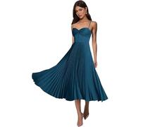 Abiti da ballo in raso spalline sottili pieghettati Backelss Abito da damigella d'onore Scollo a V Una linea Abiti da sposa, Foglia di t, XL
