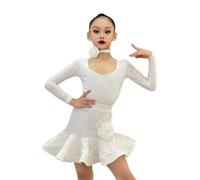 Abiti Da Ballo Latino For Ragazze, Spettacoli Teatrali Da Sala Da Ballo Professionali A Maniche Lunghe, Abbigliamento For La Pratica Della Danza, Abiti Da Competizione For Abiti Da Salsa Tango(White,1