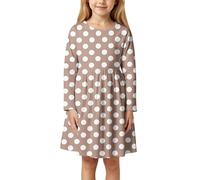 Abiti da bambina casual con motivo floreale e pois a maniche lunghe, prendisole per bambini dai 3 ai 11 anni, vestito carino ed elegante per la scuola per giocare all'aperto, cachi, 3-4 Anni