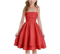Abiti da Bambina Senza Manica Elegante Halter Vestito Estivo A-Line Cotone Abito Principessa per Ragazza 8-14 Anni Abito da Sposa per Feste Completi Scolastici Abbigliamento Bambine