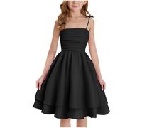Abiti da Bambina Senza Manica Elegante Halter Vestito Estivo A-Line Cotone Abito Principessa per Ragazza 8-14 Anni Abito da Sposa per Feste Completi Scolastici Abbigliamento Bambine