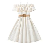 Abiti da Bambina Tinta Unita Abito a Trapezio Vestito Spiaggia Senza Maniche Estivo A-Line Elegante Abbigliamento Primavera e Estate per Bambine di 5-12 Anni