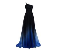 Abiti Da Cerimonia Da Cocktail Eleganti Da Donna, Abito Da Sera Lungo Da Sera Sfumato Con Schiena Scoperta E Monospalla Taglie Forti Da Donna, Abiti Natalizi Avvolgenti Senza Maniche (Color : Blue-bl
