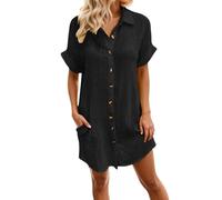 Abiti da Cerimonia Donna Lunghi Eleganti-Abito Casual da Donna per Tutti I Giorni, per Lavoro, Feste, Scollo A V, Bottoni, Tasche, Versatile Abito Estivo E Autunnale per Uno Stile Rilassato.