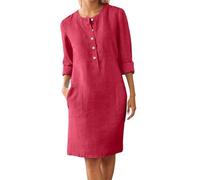 Abiti da Cerimonia Taglie Forti Donna-Abito Casual da Donna con Bottoni E Tasche per Casa E Viaggio, Versatile, Primavera Estate E Autunno