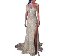 Abiti Da Donna Abiti Da Cerimonia Donna Sexy Abiti Monospalla Sposa Abito Glitter Cerimonia Elegante Vestito Con Spacco Carnevale Vestiti Con Paillettes Senza Maniche Dress D'onore Ballo Brillante
