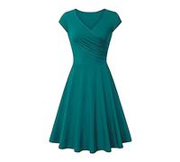 Abiti da donna Basic Casual Corsetto a maniche corte a vita alta A-Line abiti eleganti alla moda fluidi leggeri per matrimoni, ospiti, cocktail, vacanze, feste di laurea, abito formale, tinta unita