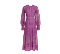 Abiti da Donna con Maniche A Lanterna in Pizzo Ricamato con Scollo A Cuore Tagliati per La Cena per La Cena Purple M