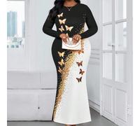 Abiti da donna con patchwork nero e bianco a farfalla scintillante, adatti per feste, balli, San Valentino, Capodanno, eventi eleganti, compleanni e altre occasioni. Abiti eleganti da donna con stampa