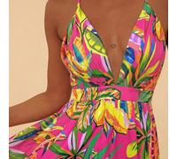 Abiti da donna con stampa tropicale e floreale, con spalline e schiena scoperta, idee regalo per la Festa della Mamma, regalo dalla figlia, abiti estivi, outfit da spiaggia, outfit da rave e festival