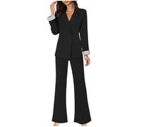 Abiti da donna eleganti, giacca blazer con bottoni gamba dritta pantaloni a lunghezza intera pantaloni svasati Co Ord set per le donne abiti aeroportuali del Regno Unito per ufficio lavoro abiti da