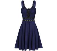 Abiti da donna gotici eleganti, abito da donna rockabilly, abito a maniche corte, miniabito swing, linea A, abiti da festa vintage steampunk, costume sexy, abito da cocktail aderente, gonna a pieghe