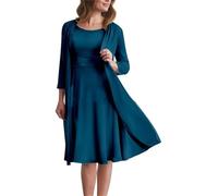 Abiti da donna in chiffon da madre della sposa per matrimonio con giacche abito formale in due pezzi, Pavone, 50