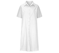 Abiti da donna in cotone e lino a maniche corte con colletto a bottoni con scollo a V abito midi con tasca, camicia lunga da spiaggia per vacanze estive coprire le offerte 2025 I miei ordini, bianco