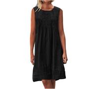 Abiti da donna in cotone e lino senza maniche Plus Size Dressy increspato anteriore corto prendisole vacanze spiaggia abito per le signore UK estate abbigliamento casual I miei ordini vendita Offerte