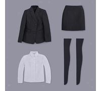 Abiti da donna in scala 1/6, completo con calze, abbigliamento formale nero