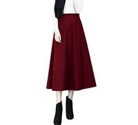 Abiti da donna inverno alta elastico in vita una linea pieghettata in lana midi gonna signora gonna abito per ospiti di nozze, A, XL