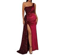 Abiti da donna per feste, eleganti, da matrimonio, 2022, di lusso, di alta qualità, nero, per banchetto, temperamento, singola, abito da sera con paillettes, Colore: rosso, M