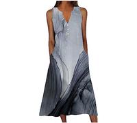 Abiti da donna senza maniche abiti larghi da donna con scollo a V da spiaggia hawaiano maxi abiti lunghi estivi autunnali 2024, J-998 Grigio, XXL