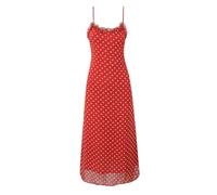 Abiti da donna senza maniche con spalline sottili A-Line Midi Dot volant Slim Fit con bretelle, Rosso, M