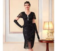 Abiti da donna stile anni '20, abiti con frange e paillettes, costumi da Harlem Nights per gli anni ruggenti L,M,S,XL,XXLBlocchi di colore,stampa dappertuttoPoliestere