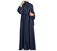 Abiti da donna turco o collo sciolto abito solido elegante cardigan, Nero , XL