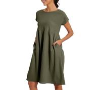 Abiti da donna UK Abito elegante casual e confortevole in cotone a maniche corte abito da spiaggia con tasche, Verde, XL