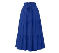 Abiti da donna UK Summer Comode Elastico Vita Alta Gonne Vacanza A Line Swing Long Gonne, Blu, M
